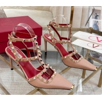 Good Quality Valentino Rockstud Kidskin Pumps 100MM 6080357 Nude Pink 2026