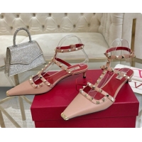 Best Grade Valentino Rockstud Court Shoes In Kid Leather 40MM 6080358 Nude Pink 2026