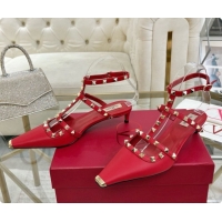 Classic Hot Valentino Rockstud Court Shoes In Kid Leather 40MM 6080358 Red 2026