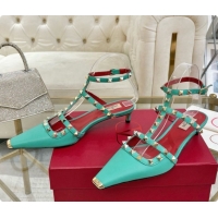 Shop Duplicate Valentino Rockstud Court Shoes In Kid Leather 40MM 6080358 Green 2026