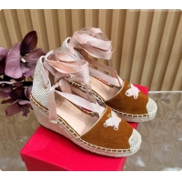 Buy Discount Valentino Suede Espadrilles Wedge V081429 Brown 2026
