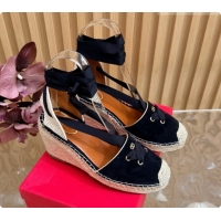 Sophisticated Valentino Suede Espadrilles Wedge V081430 Black 2026