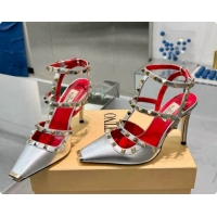 Popular Style Valentino Rockstud Kidskin Pumps 100MM V081459 Red/Silver 2026