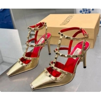 Cheap Price Valentino Rockstud Kidskin Pumps 100MM V081460 Gold 2026