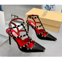 Hot Style Valentino Rockstud Kidskin Pumps 100MM V081462 Red/Black 2026
