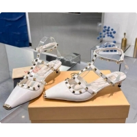 Top Design Valentino Rockstud Court Shoes In Kid Leather 40MM V081463 White 2026