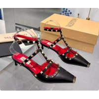 Big Discount Valentino Rockstud Court Shoes In Kid Leather 40MM V081466 Red/Black 2026