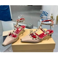 Unique Style Valentino Rockstud Court Shoes In Kid Leather 40MM V081467 Red/Beige 2026