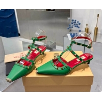 Charming Valentino Rockstud Court Shoes In Kid Leather 40MM V081470 Green 2026