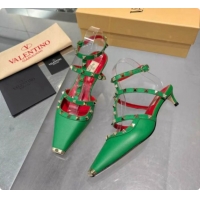 Charming Valentino Rockstud Court Shoes In Kid Leather 40MM V081470 Green 2026