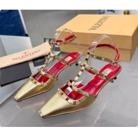 Popular Style Valentino Rockstud Court Shoes In Kid Leather 40MM V081471 Gold 2026