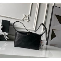 Famous Brand Chanel Shiny Lambskin Leather Hobo Handbag AS6138 Black 2026