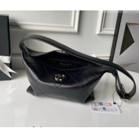 Famous Brand Chanel Shiny Lambskin Leather Hobo Handbag AS6138 Black 2026