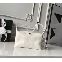 Reasonable Price Chanel Shiny Lambskin Leather Hobo Handbag AS6138 White 2026