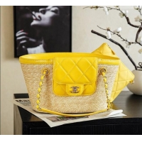 Big Discount Chanel Braided Straw Small Shopping Bag AS5951 Yellow 2026