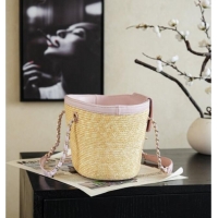 Grade Promotional Chanel Braided Straw Small Shopping Bag AS5951 Pink 2026