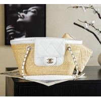 Best Quality Chanel Braided Straw Small Shopping Bag AS5951 White 2026