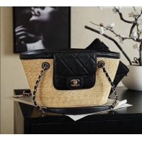 Good Discount Chanel Braided Straw Small Shopping Bag AS5951 Black 2026