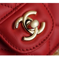 Grade Cheapest Chanel Braided Straw Large Shopping Bag AS5952 Red 2026