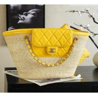 Good Taste Chanel Braided Straw Large Shopping Bag AS5952 Yellow 2026