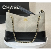 New Release Creation Chanel Suede/Lambskin Small Shopping Bag AS5634 Black/Grey 2026