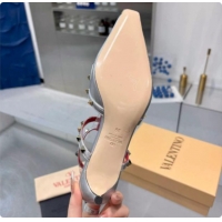 Good Quality Valentino Rockstud Court Shoes In Kid Leather 40MM V081472 Silver 2026