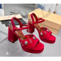 Buy Luxury Valentino Nellcôte Platform Sandal In Split Leather 90MM Red 2026 6081473