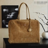 Pretty Style Chanel Maxi Bowling Bag in Dark Beige Suede AS6212 Fall Winter 2026
