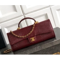 Well Crafted Chanel Clutch with Chain in Lizard Embossed Calfskin AP5280 Burgundy 2026