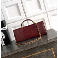 Well Crafted Chanel Clutch with Chain in Lizard Embossed Calfskin AP5280 Burgundy 2026