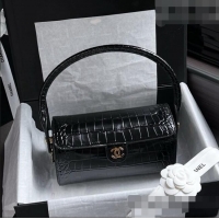 Unique Discount Chanel Crocodile Embossed Calfskin Clutch with Chain AP5294 Black 2026