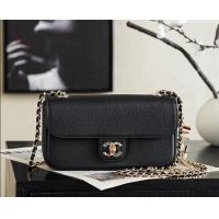 Well Crafted Chanel Grained Calskin Flap Bag with Charm CH720 Black 2026