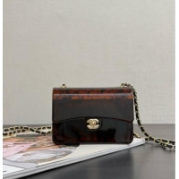 Famous Brand Chanel Resin Mini Flap Bag CH720 Brown 2026