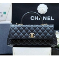 Classic Discount Chanel Grained Calfskin Maxi Flap Bag with Top Handle AS6091 Black 2026 Top Quality