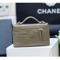 Well Crafted Chanel Vanity with Chain in Crocodile Embossed Calfskin AP5346 Grey 2026 Top Quality