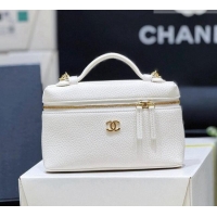 Most Popular Chanel Vanity with Chain in Grained Calfskin AP5346 White 2026 Top Quality