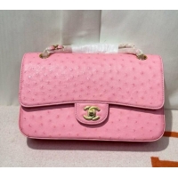 Promotional Chanel Classic Medium Flap Bag in Ostrich Leather CHO0721 Pink 2026