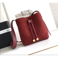 New Fashion Chanel Quilted Calfskin Mini Bucket Bag AS6537 Deep Red 2026