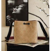 Buy Luxury Chanel Quilted Suede Mini Bucket Bag AS6537 Brown 2026