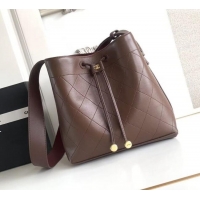 Most Popular Chanel Quilted Calfskin Small Bucket Bag AS6584 Dark Brown 2026