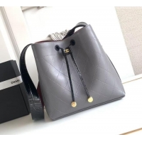 Top Grade Chanel Quilted Calfskin Small Bucket Bag AS6584 Grey 2026