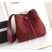 Good Looking Chanel Quilted Suede Small Bucket Bag AS6584 Deep Red 2026