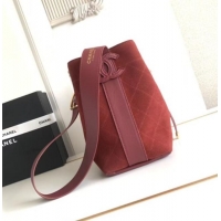 Good Looking Chanel Quilted Suede Small Bucket Bag AS6584 Deep Red 2026