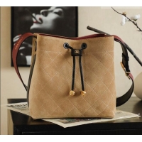 Grade Inexpensive Chanel Quilted Suede Small Bucket Bag AS6584 Brown 2026