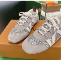 Luxurious Louis Vuitton LV Sneakerina Sneakers in Suede & Glitter 6072870 Grey/White 2026