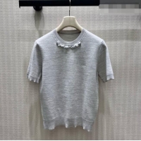 Grade Promotional Dior Wool Short-sleeved Sweater D082215 Grey 2026