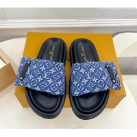 Buy Luxury Louis Vuitton Pool Pillow Flat Comfort Mule in Monogram Denim Blue 6072890 2026
