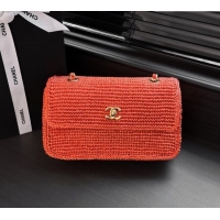 Cheapest Chanel Coco Beach Braided Raffia Flap Bag AS6088 Orange 2026