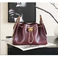 Good Taste Chanel 25 Mini Handbag in Hollowed-out Calfskin AS5631 Burgundy 2026