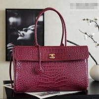 Buy Discount Chanel Tote Bag in Crocodile Pattern Calfskin AS6428 Burgundy 2026